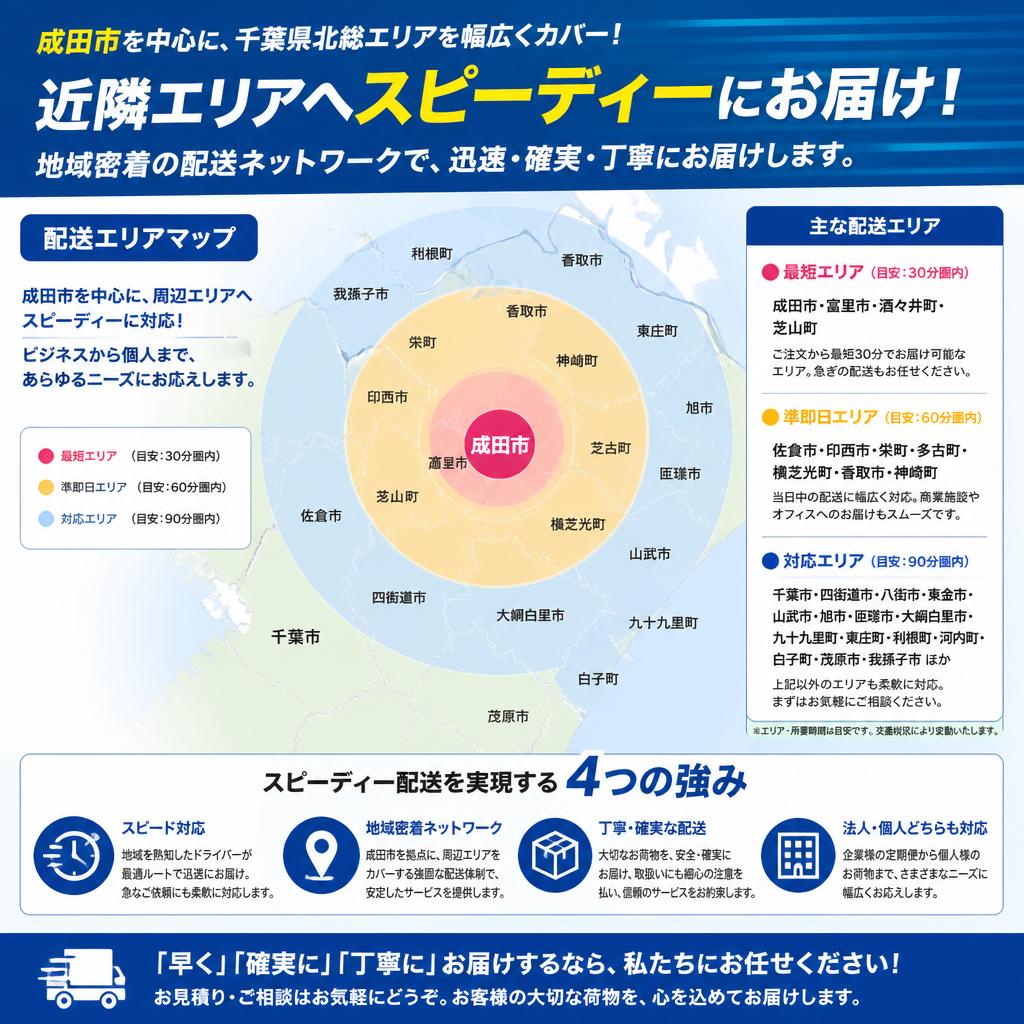 成田市での配達エリア