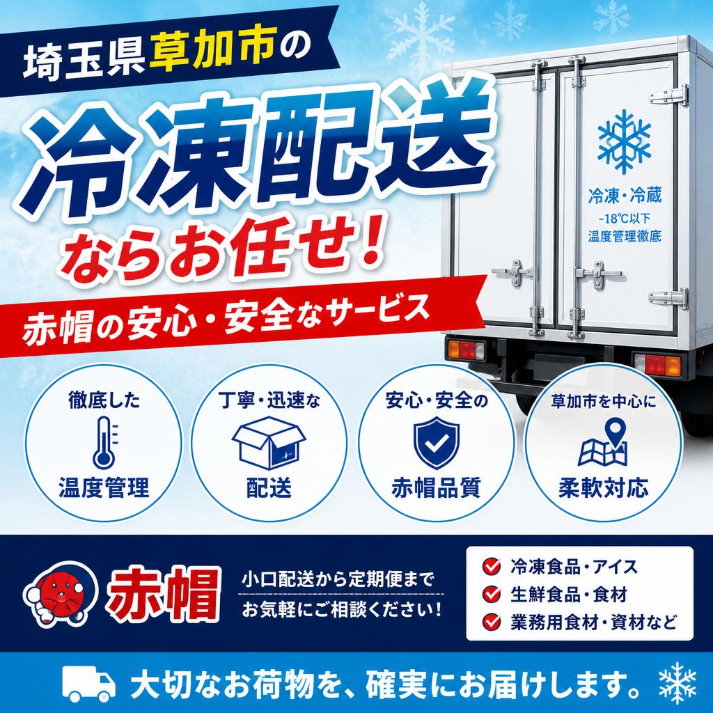 埼玉県草加市の冷凍配送ならお任せ！赤帽の安心・安全なサービス
