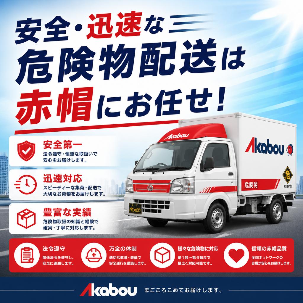安全・迅速な危険物配送は赤帽にお任せ！