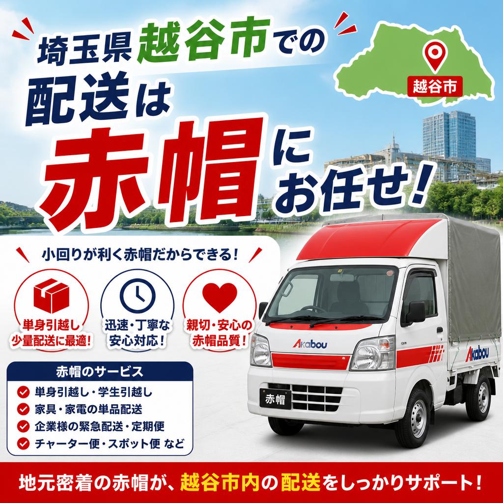 埼玉県越谷市での配送は赤帽にお任せ！