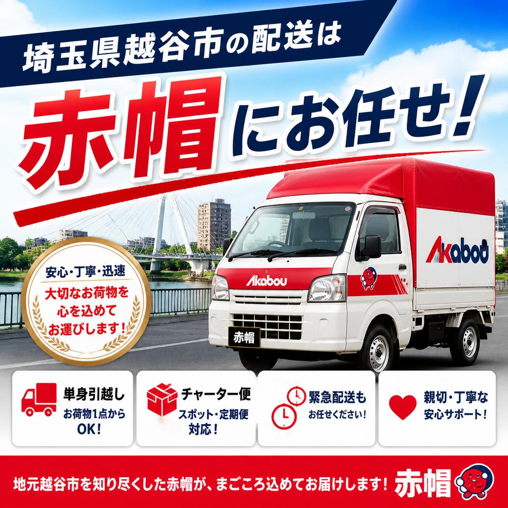 埼玉県越谷市の配送は赤帽にお任せ！