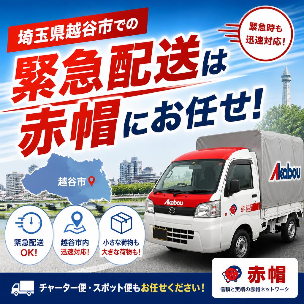 埼玉県越谷市での緊急配送は赤帽にお任せ！
