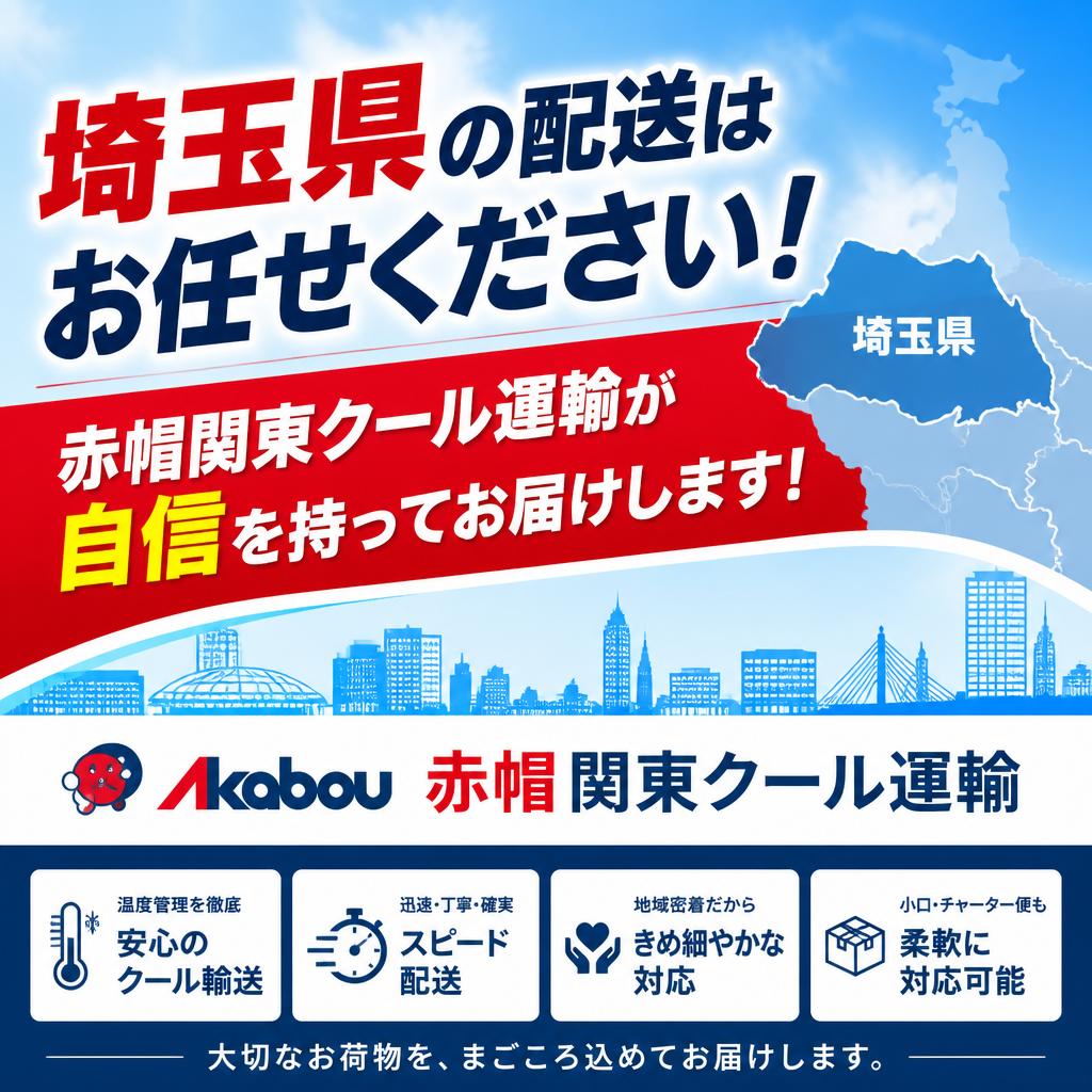埼玉県の配送はお任せください！赤帽関東クール運輸が自信を持ってお届けします！