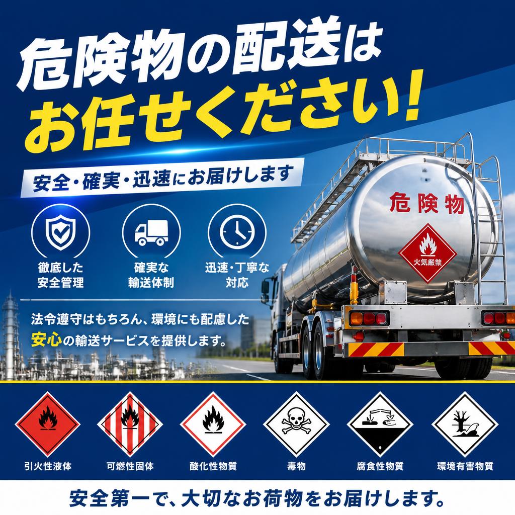 危険物の配送はお任せください！